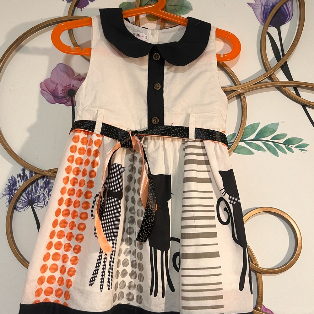 Charming Black and Orange Kids Dress